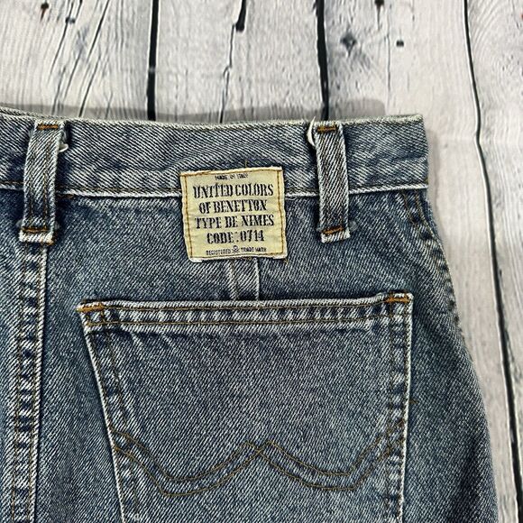 80's United Colors of Benetton Denim Blue Jean Skirt Vintage "TYPE DE NIMES" - Picture 3 of 8